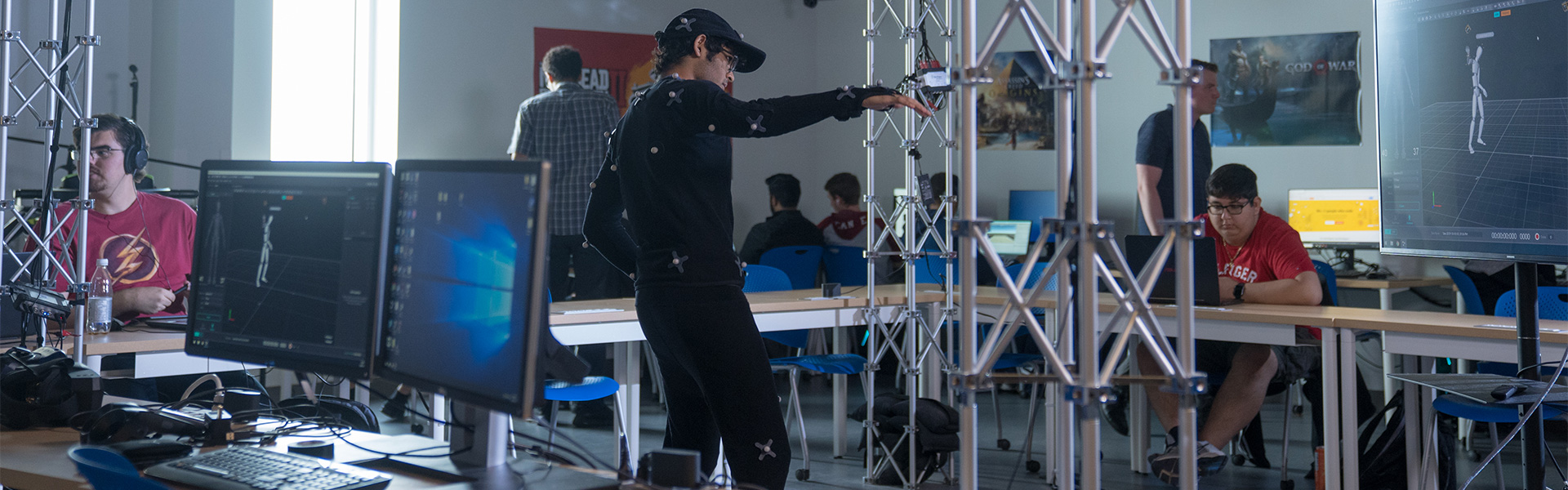 Students in the game dev lab