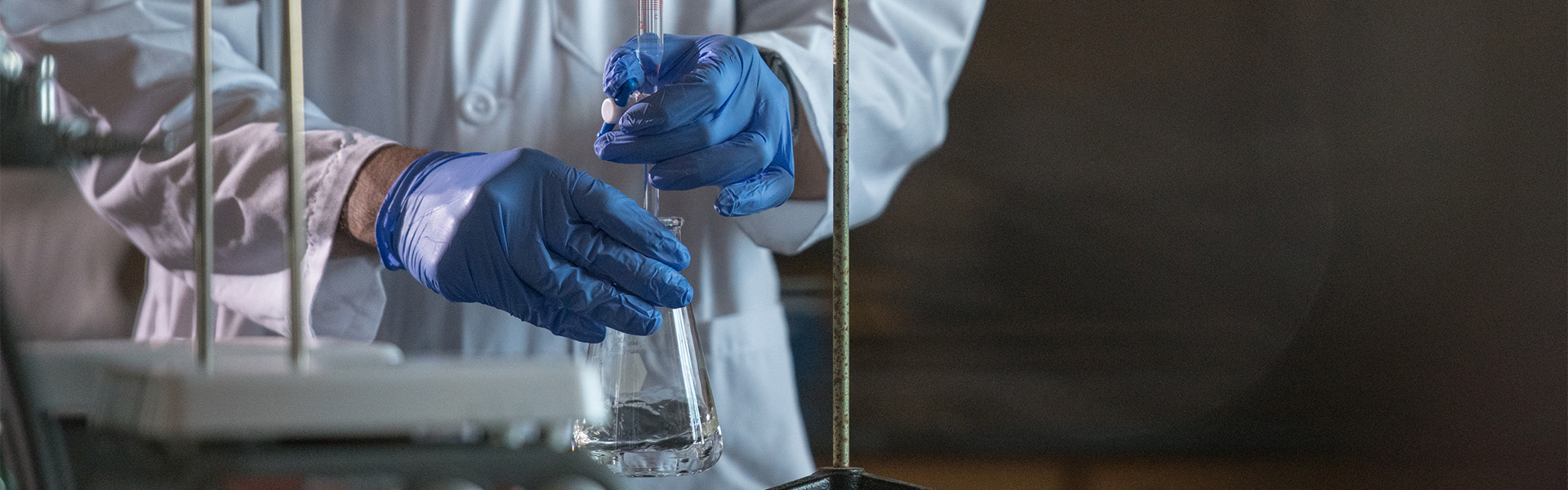 Working with chemicals in a lab