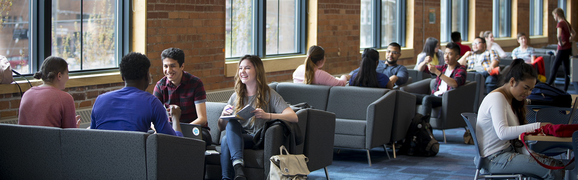 Students in study area at 61 Charles