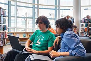 Students studying in library