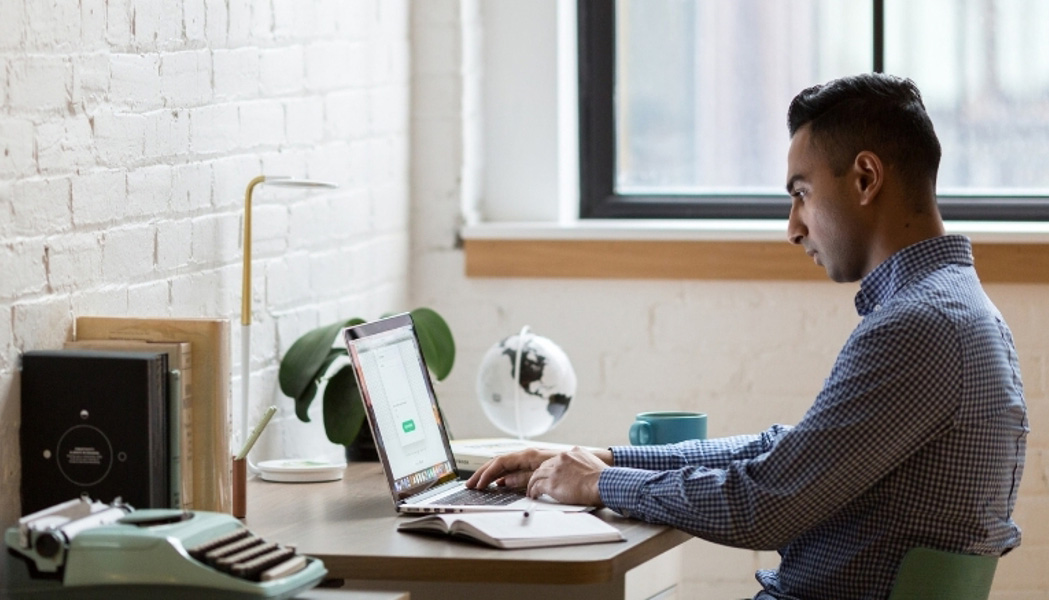 Person on a laptop learning from home