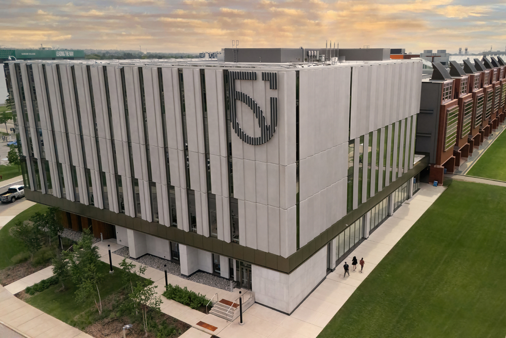 Shawenjigewining Hall at Ontario Tech University's north Oshawa campus location.