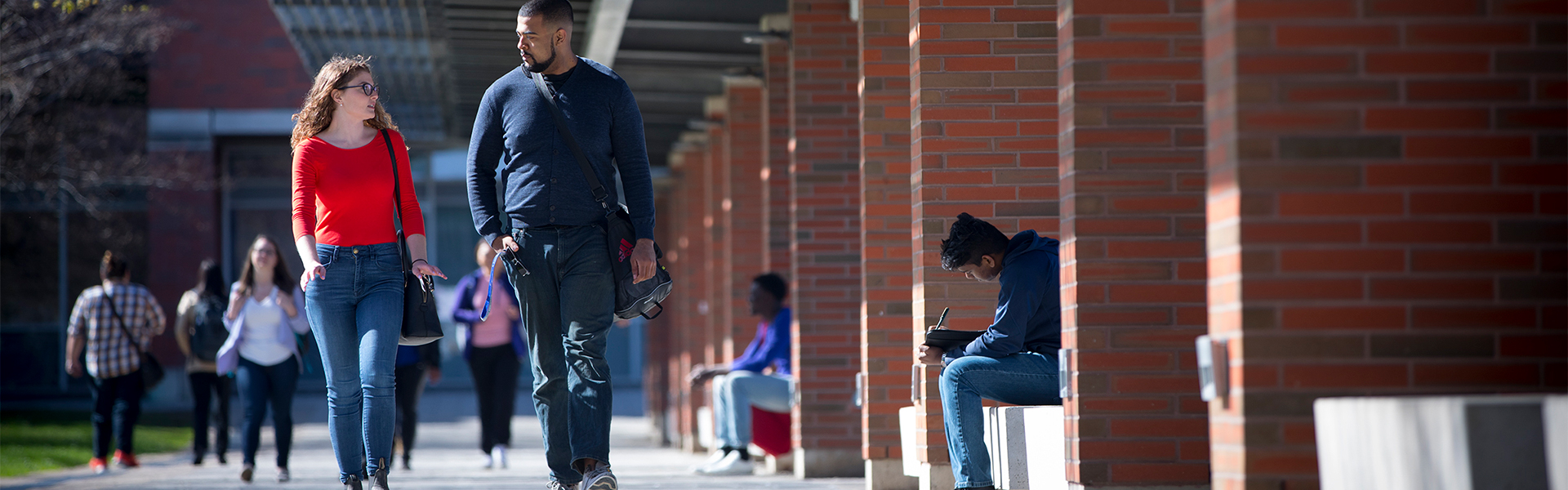 Students walking in Polonsky Commons