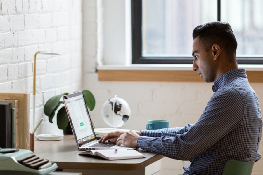 Person on a laptop learning from home